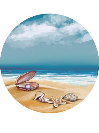 Парео и Пляжный коврик JoyArty "Ракушка с жемчугом на песке", трикотаж 150 см
