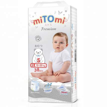 Подгузники-трусики miTOmi Premium, р. 5/XL (12-20 кг), 38 шт. в упаковке MPNXL386246