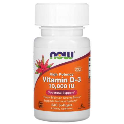Vitamin D3 NOW мощная дозировка 10000 МЕ капсулы 240 шт.