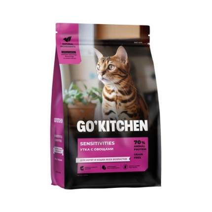 Сухой корм Go'kitchen Sensivities Duck беззерновой с уткой для котят и кошек 1,36 кг