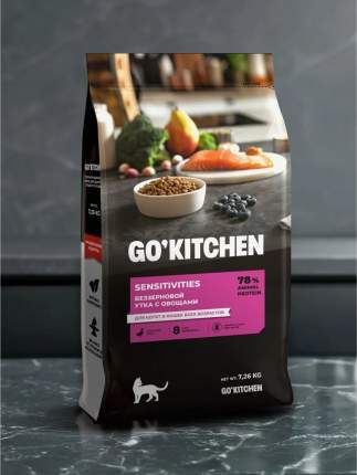 Сухой корм Go'kitchen Sensivities Duck беззерновой с уткой для котят и кошек 7,26 кг