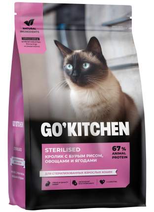 Сух корм Go'kitchen Sterilised Rabbit с кроликом и бурым рисом для стерилиз кошек 3,63 кг