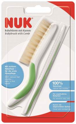 Набор детский NUK 10256383 щетка для волос и расческа зеленый