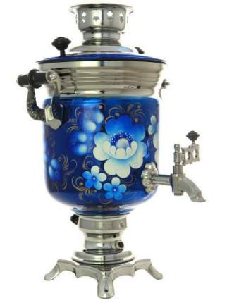 Самовар электрический 3 литра с росписью "Жостово на синем" Тульские Самовары