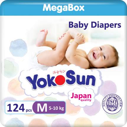 Подгузники детские YokoSun Megabox размер М (5-10 кг), 2 упаковки по 62 шт.