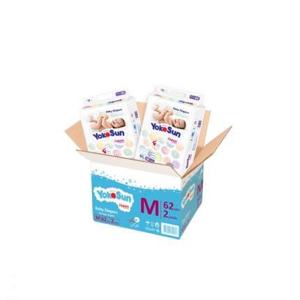 Подгузники детские YokoSun Megabox размер М (5-10 кг), 2 упаковки по 62 шт.