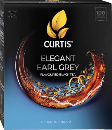 Чай черный в пакетиках CURTIS Elegant Earl Grey, с бергамотом, 100 пакетиков