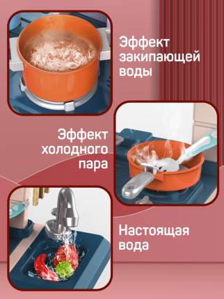 Большая кухня "Весело готовим" на батарейках, с водой, 45 предмета, посуда, свет, звук приведет в восторг  ...