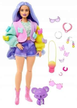 Кукла Barbie Экстра с лавандовыми волосами, с аксессуарами и питомцем коалой, HKP95