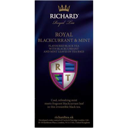 Чай черный Richard Royal Blackcurrant & Mint, со смородиной и мятой, 25 сашетов