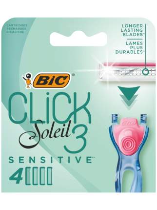 Сменные кассеты для бритвы 3 подвижных лезвия, BIC Click 3 Soleil Sensitive, уп. 4 шт.