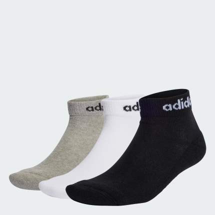 Комплект носков унисекс adidas Linear Ankle серый/белый/черный M