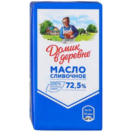 Масло домик в деревне бзмж сливочное жир. 72.5 % 180 г фольга хк ополье россия