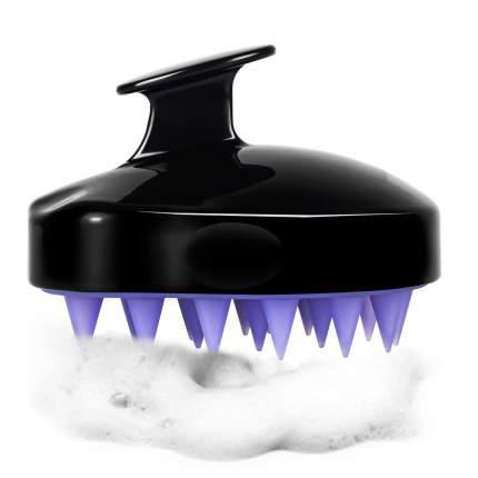 Массажер для мытья головы анатомической формы черно-фиолетовый