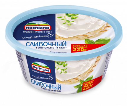 Сыр творожный Сливочный Hochland 60% ванночка 220г