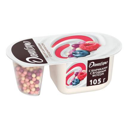 Йогурт Фантазия Даниссимо С хрустящими шариками с ягодным вкусом 6,9%, 105 г