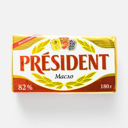 Масло президент бзмж кисло-сливочное несол жир. 82 % 180 г фольга ляховичский мз беларусь
