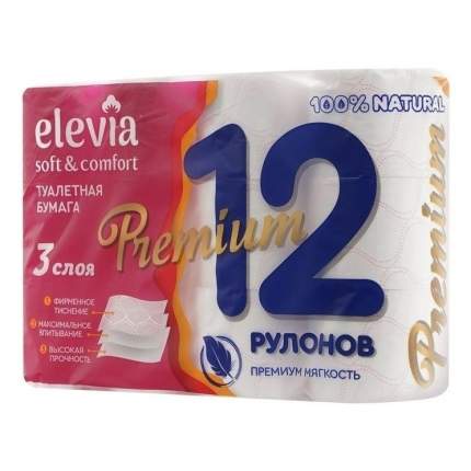 Туалетная бумага Elevia Premium 3 слоя 12 рулонов