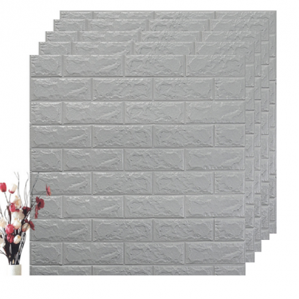 Панели самоклеющиеся (5 шт) для стен декоративные, 3D мягкие RAMMAX, 70х77 см серые