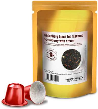 Чайные капсулы для Nespresso "Gutenberg черный ароматизированный Клубника со сливками"