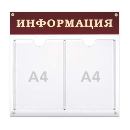 Доска-стенд "Информация" (48х44 см), 2 плоских кармана формата А4, 290461