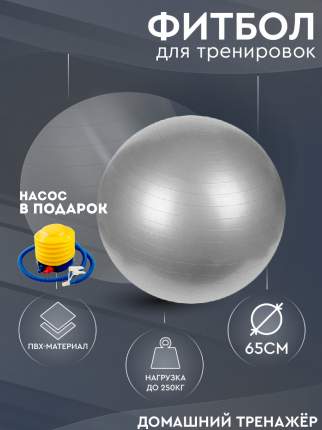 Гимнастический мяч (фитбол)Solmax 65 см серый с насосом в комплекте