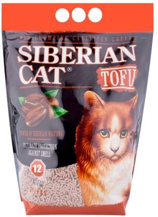 Комкующийся наполнитель для кошек Сибирская кошка Тофу соевый, кофе, 6 кг, 12 л,