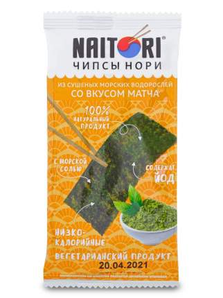 Чипсы из нори Naitori сушеные пластинки со вкусом матча 3 г
