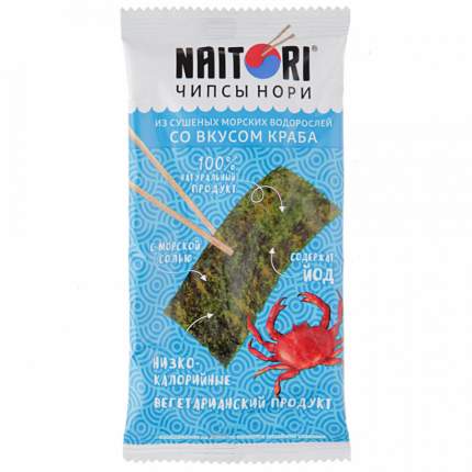 Чипсы из нори Naitori сушеные пластинки со вкусом краба 3 г