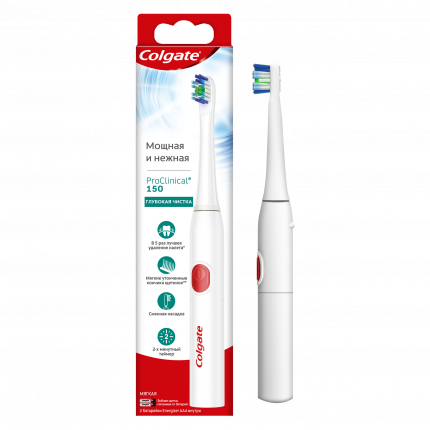 Электрическая зубная щетка Colgate Proclinical 150, на батарейках, мягкая