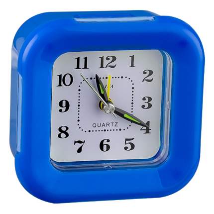 Perfeo Quartz часы-будильник "PF-TC-003", квадратные 9,5x9,5 см, подсветка, синие