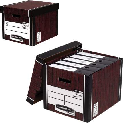 Короб архивный Fellowes "Bankers Box Woodgrain" 325*285*385, гофрокартон, сборка FastFold