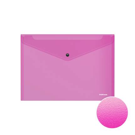 Папка-конверт на кнопке пластиковая ErichKrause Fizzy Vivid, полупрозрачная, A4, ассорти (