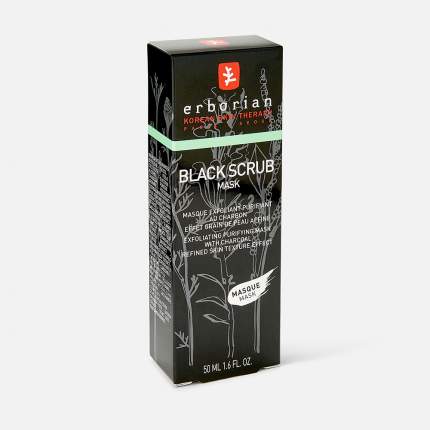 Скраб для лица Erborian Black Scrub Mask черный, с углем 50 мл