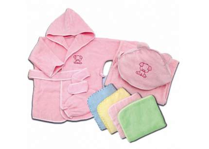 Комплект Топотушки полотенце халат 6-24 месяцев М-2/1 розовый 40*80 см