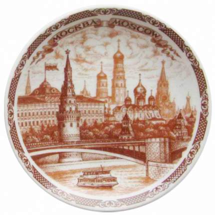 Декоративная тарелка Кораблик на фоне Кремля 20x20 см