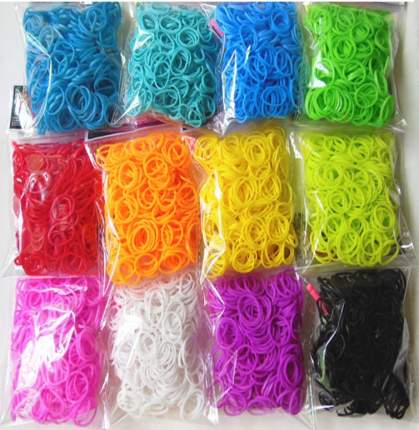 Набор резиночек TUKZAR цветные для плетения браслетов,12 пакетов по 200 резиночек