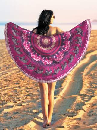 Парео и Пляжный коврик JoyArty  "Розовая мандала", трикотаж 150 см