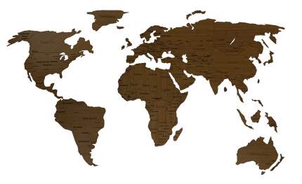 Деревянная карта мира AFI DESIGN 150х80 см Countries Rus с гравировкой стран и городов