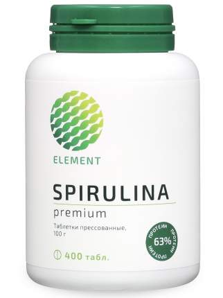 Спирулина ELEMENT, высшего качества, 400 таблеток по 250 мг, банка 100 г. (курс на месяц).