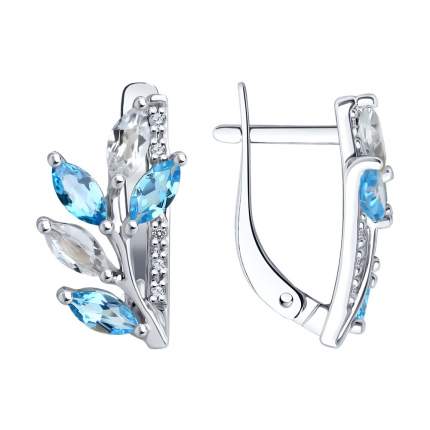 Материал изделия: золото, Тип: серьги, Цвет вставки: голубой; прозрачный, Цвет материала:   ...