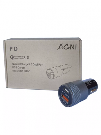 Купить автозарядку Agni.2-портовое зарядное устройство USB подключается к прикуривателю и может заряжать до 2 устройств одновременно.  ...