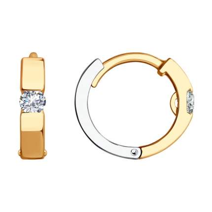 Материал изделия: комбинированное золото, Цвет вставки: прозрачный, Тип: серьги, Цвет материала: серебристый;   ...