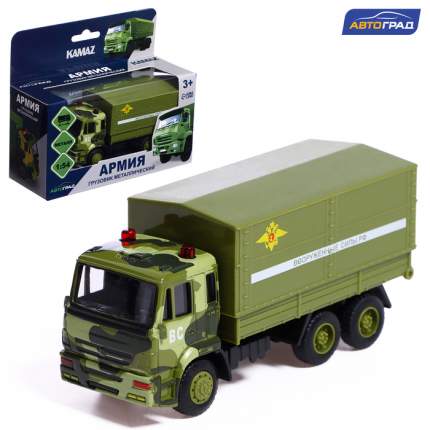 Грузовик Автоград металлический КАМАЗ. Армия, 1:54, инерцияПодарите своему ребёнку грузовик «КАМАЗ. Армия» реалистичную металлическую модель, которая  ...