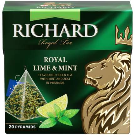 Чай Richard Royal Lime&Mint, зеленый с лаймом и мятой, 20 пирамидок