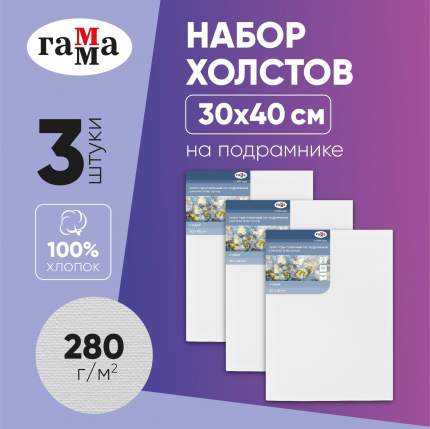 Набор холстов на подрамнике Гамма Студия 3шт 30*40см 100% хлопок 280г/м2 мелкое зерно