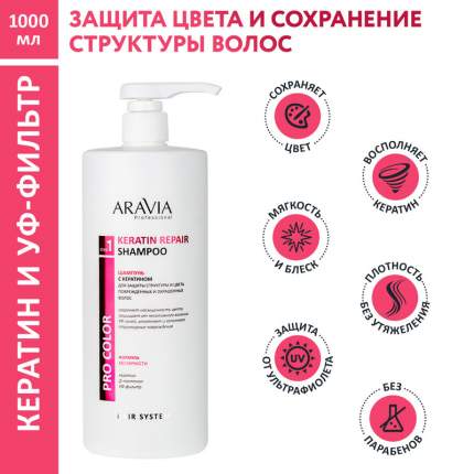 Шампунь с кератином Aravia Professional Keratin Repair Shampoo 1000 мл