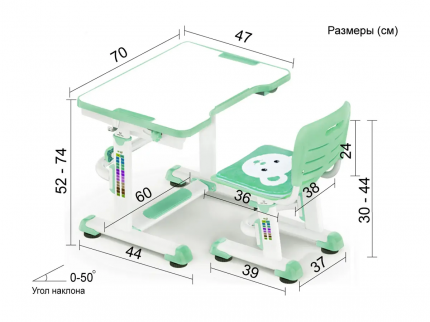 Комплект Anatomica Punto Lite детская парта и стул белый/зеленый