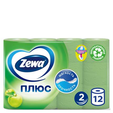 Туалетная бумага Zewa Плюс Яблоко, 2 слоя, 12 рулонов