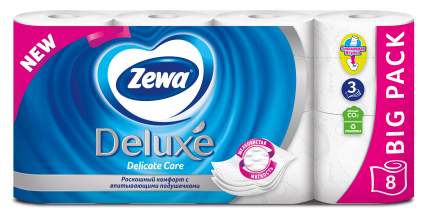 Туалетная бумага Zewa Deluxe Белая, 3 слоя, 8 рулонов